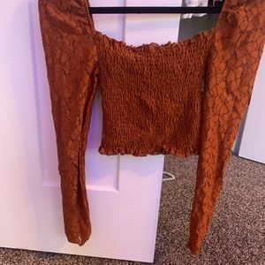 Super cute orange lace long sleeve shirt